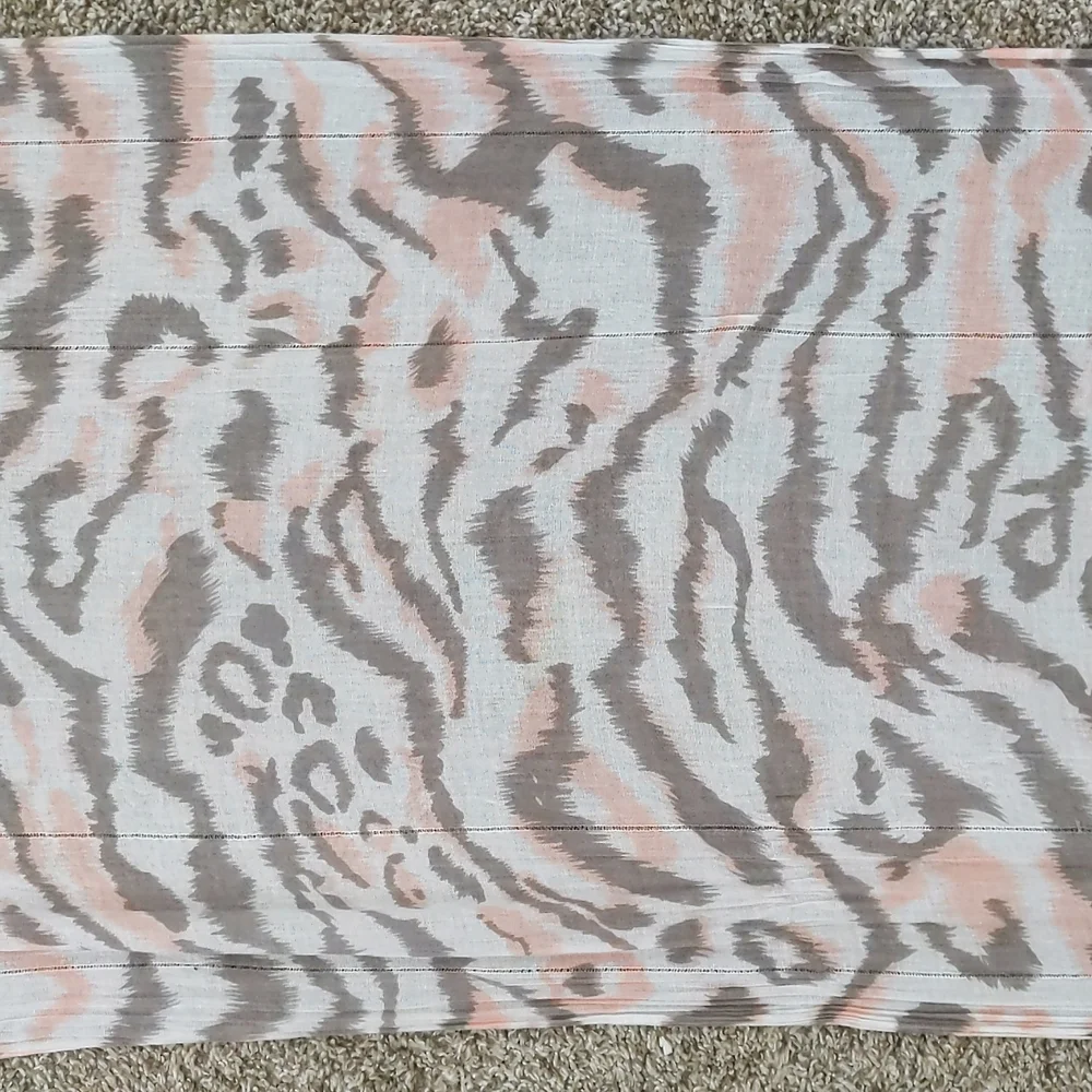 Taupe, Light Pink, and White Marbled Scarf